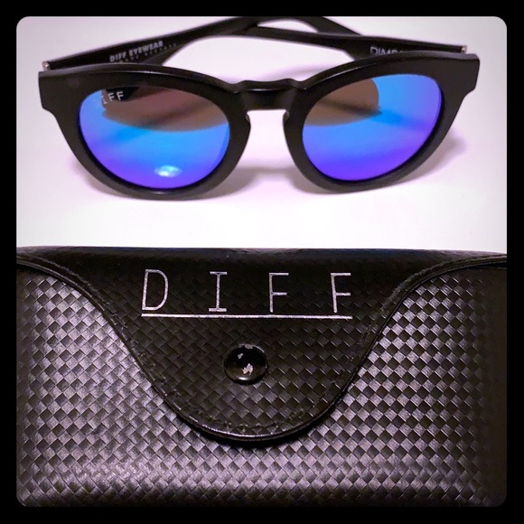 Diff Eyewear Accessories - DIFF Dime II Matte Black with Blue Mirrored Lens